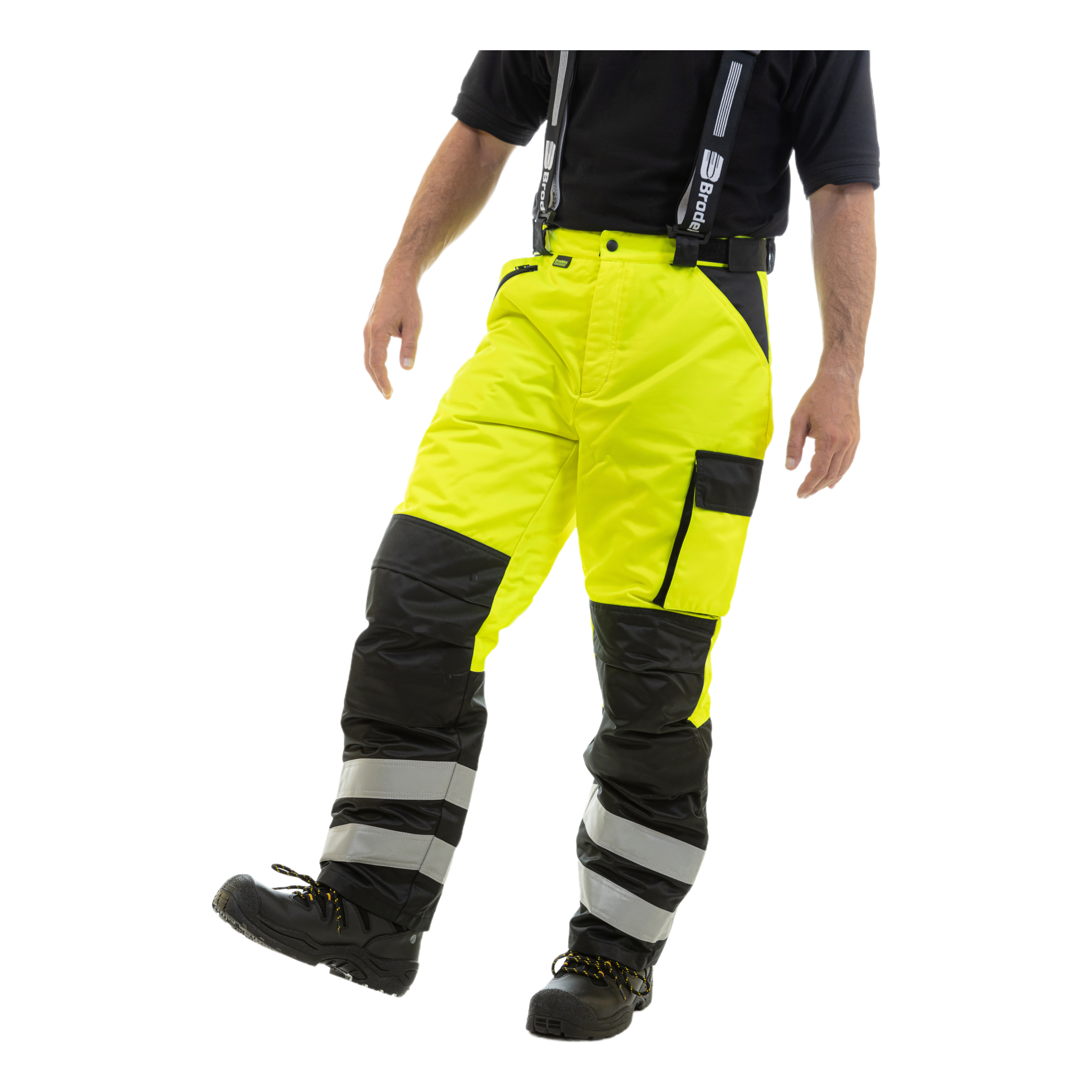 Зимние сигнальные брюки Brodeks KW308, желтый/черный