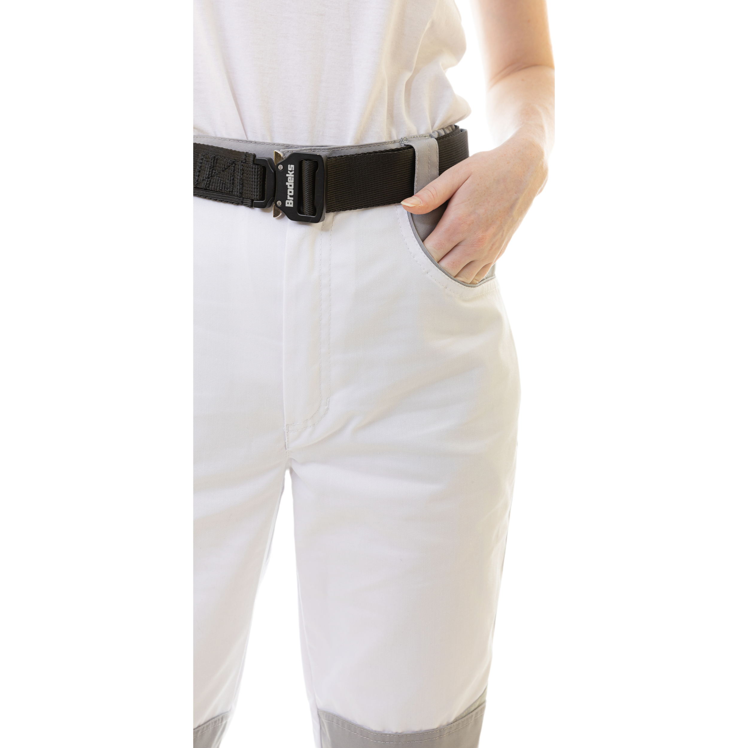Женские рабочие брюки Brodeks KS328, белый/серый