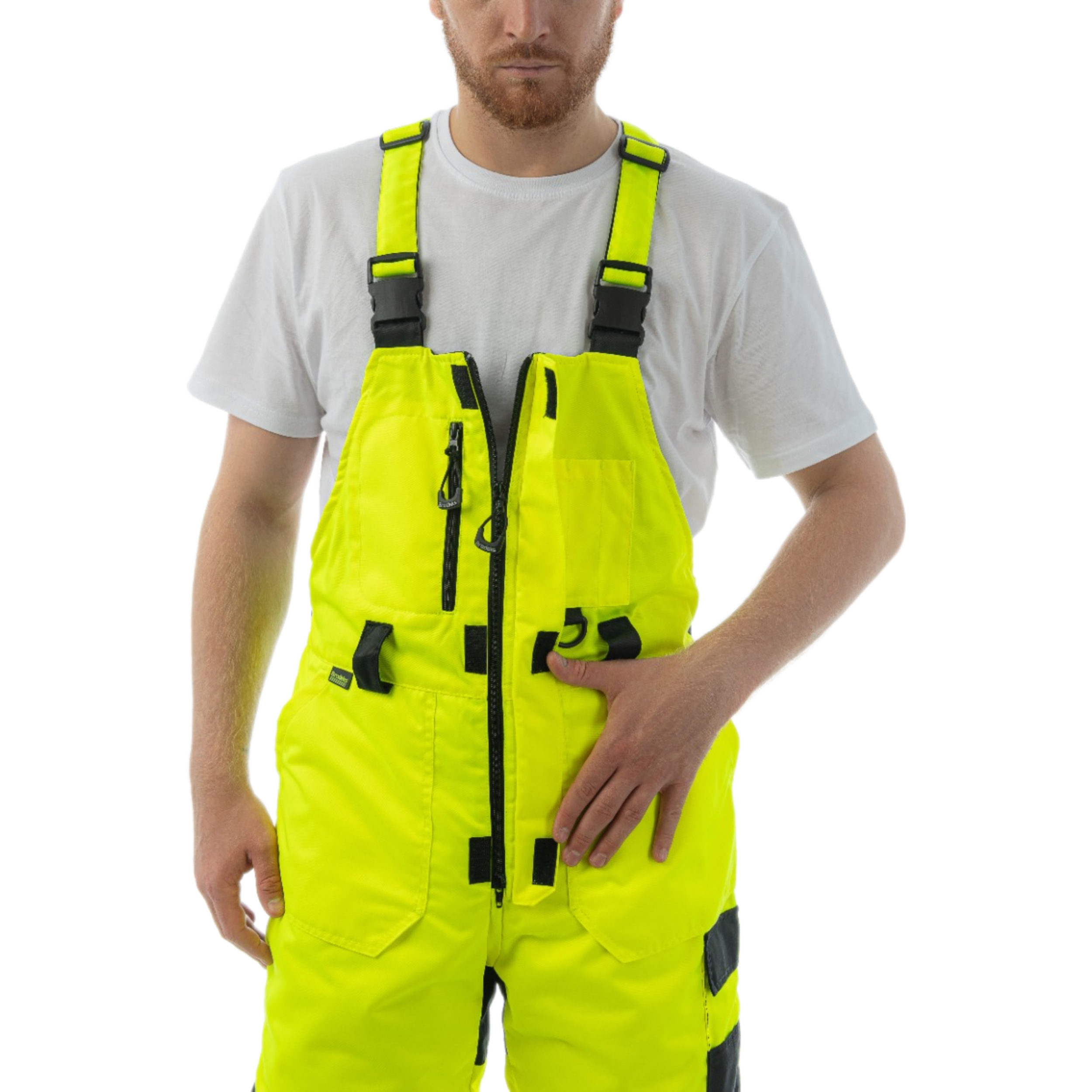 Зимний сигнальный полукомбинезон Brodeks KW406, желтый/черный