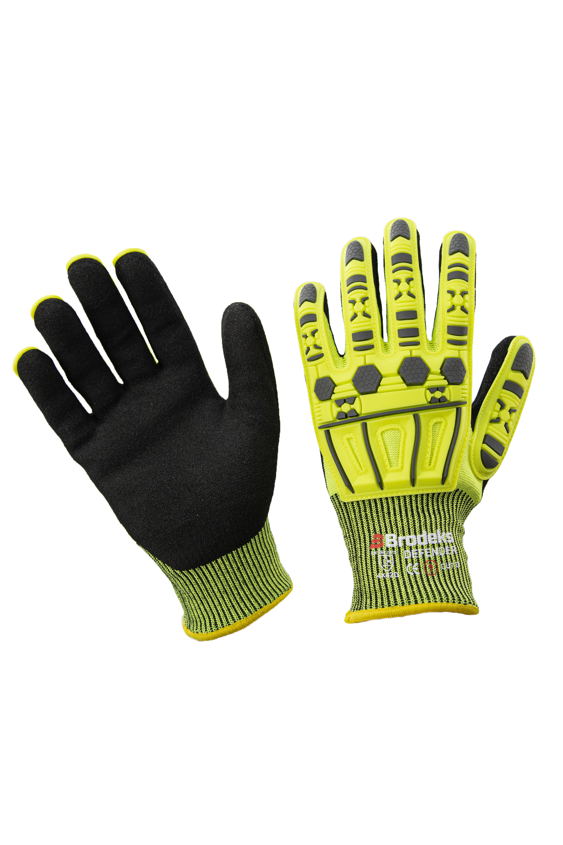 Перчатки рабочие Brodeks GC-22i, серый/черный/желтый