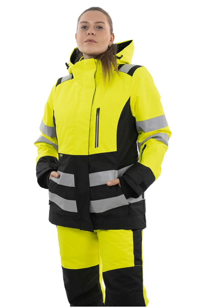 Зимняя женская сигнальная куртка Brodeks KW230, желтый/черный