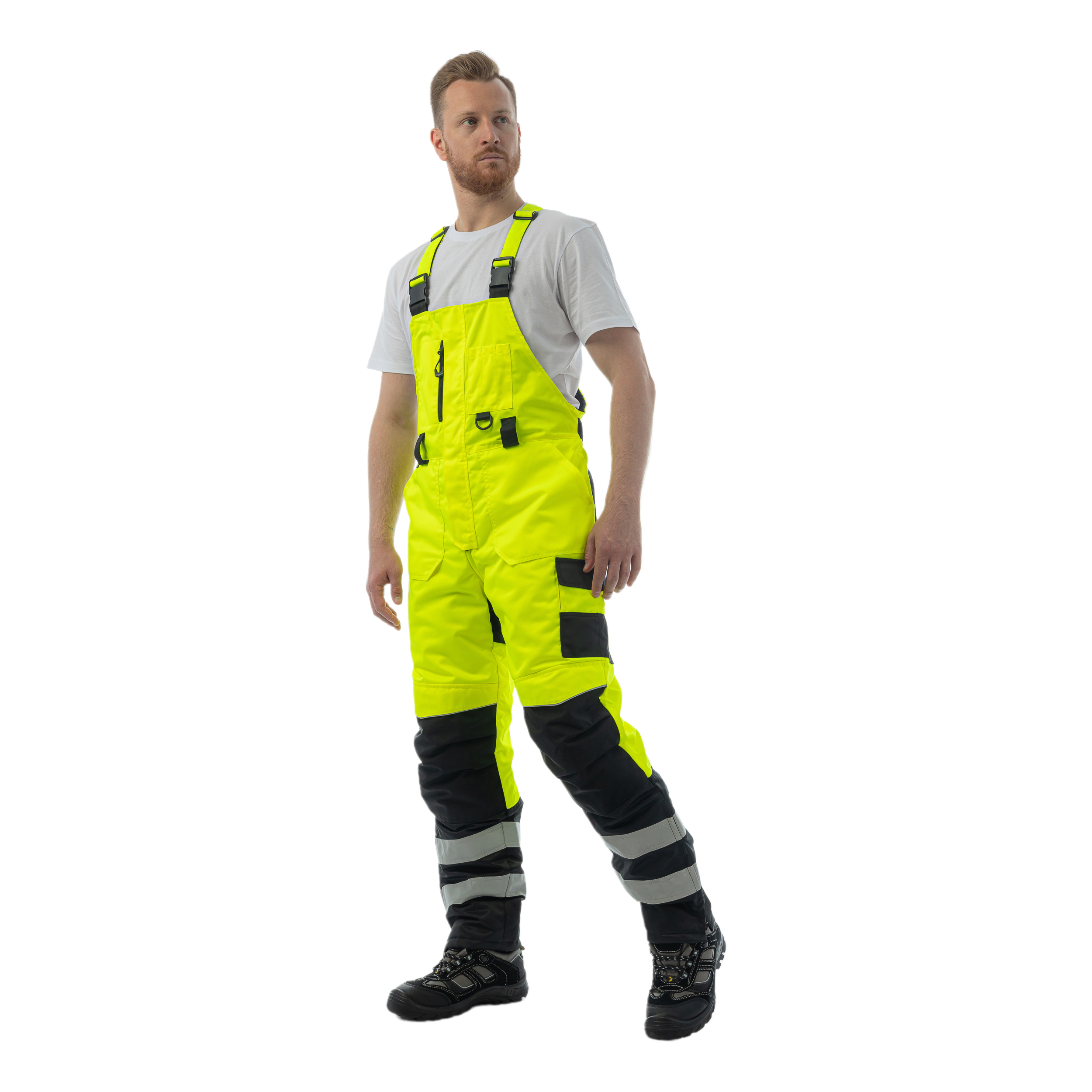 Зимний сигнальный полукомбинезон Brodeks KW406, желтый/черный