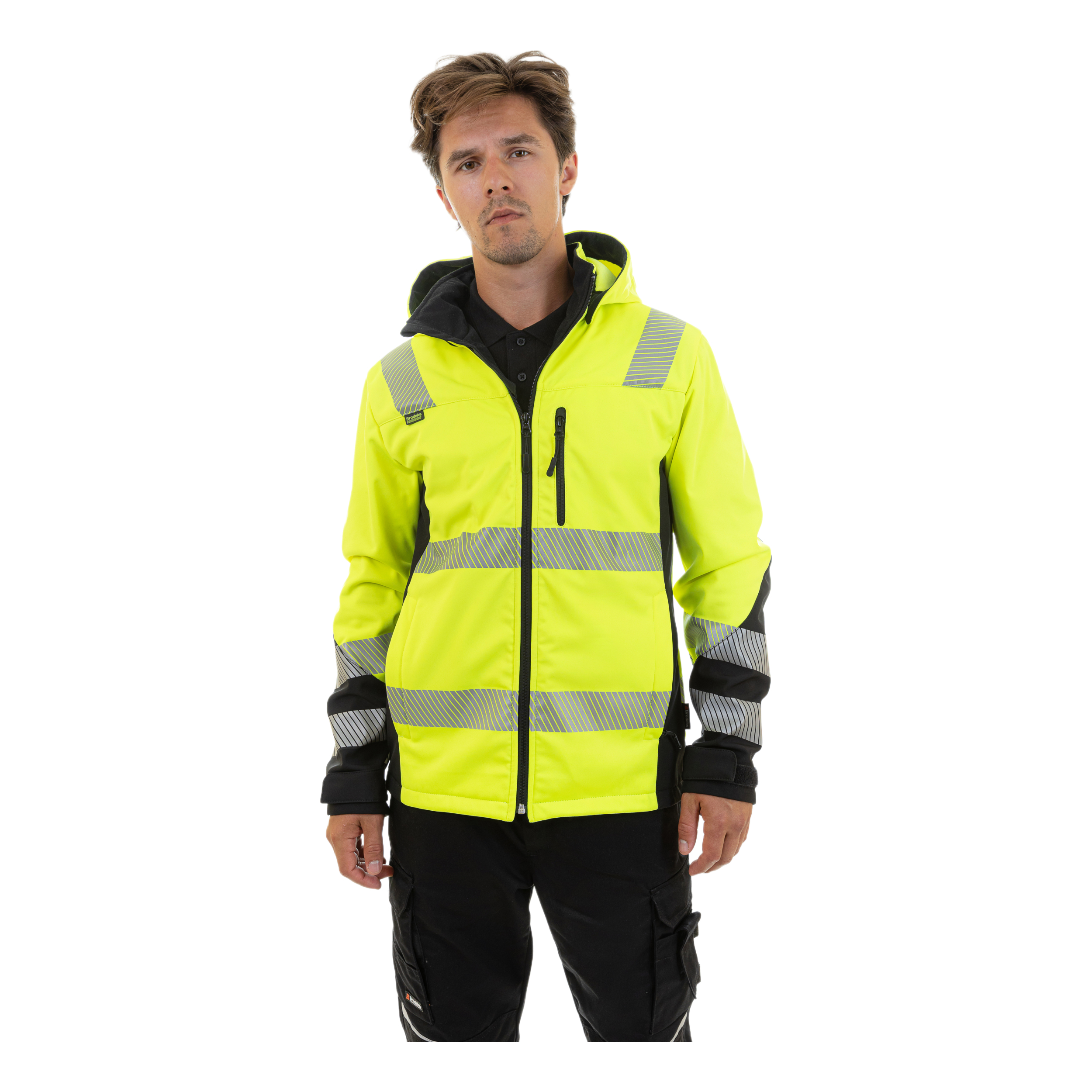 Сигнальная куртка софтшелл Brodeks KS227, желтый/черный