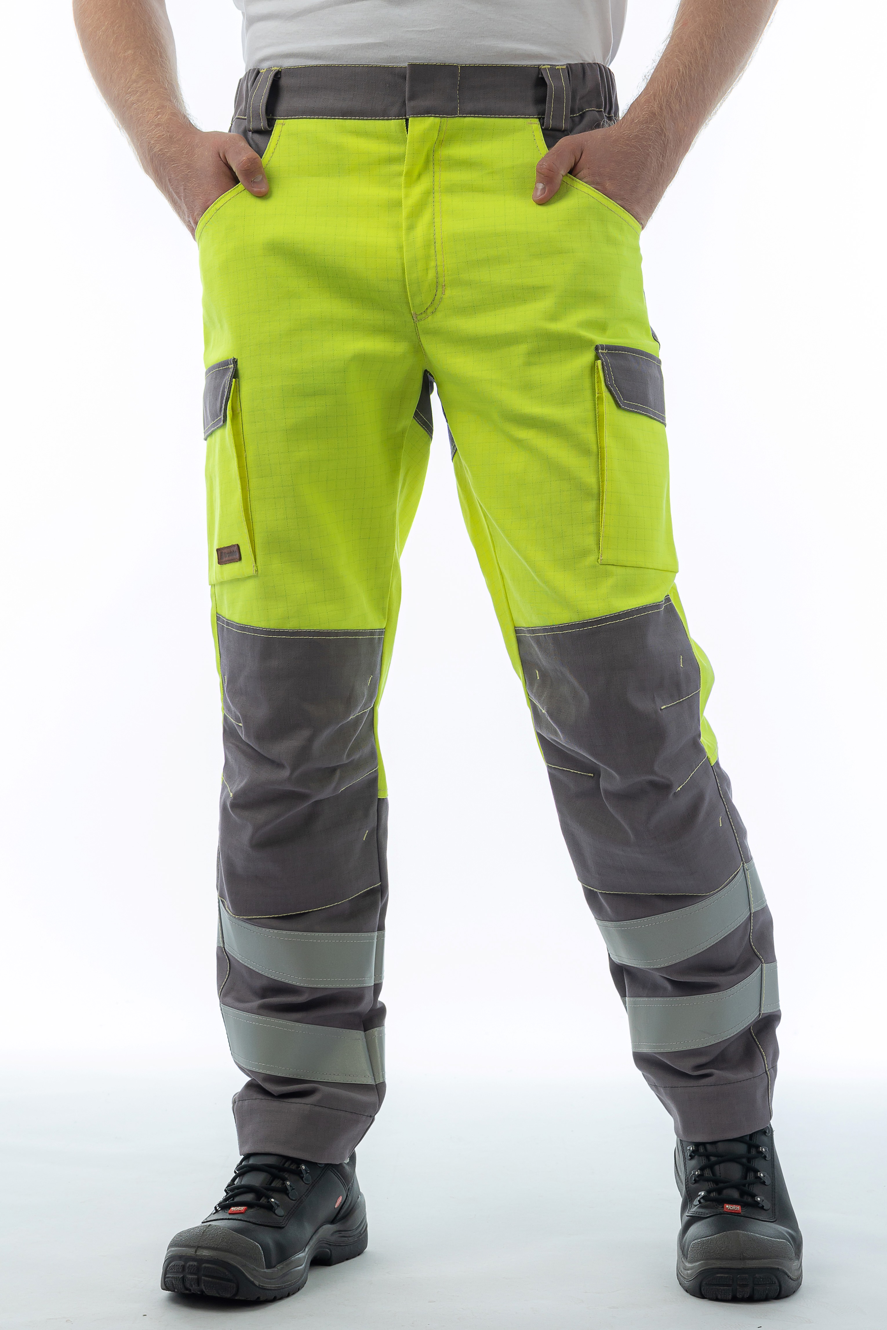 Мультизащитные брюки Brodeks MS38-61, желтый/серый 
