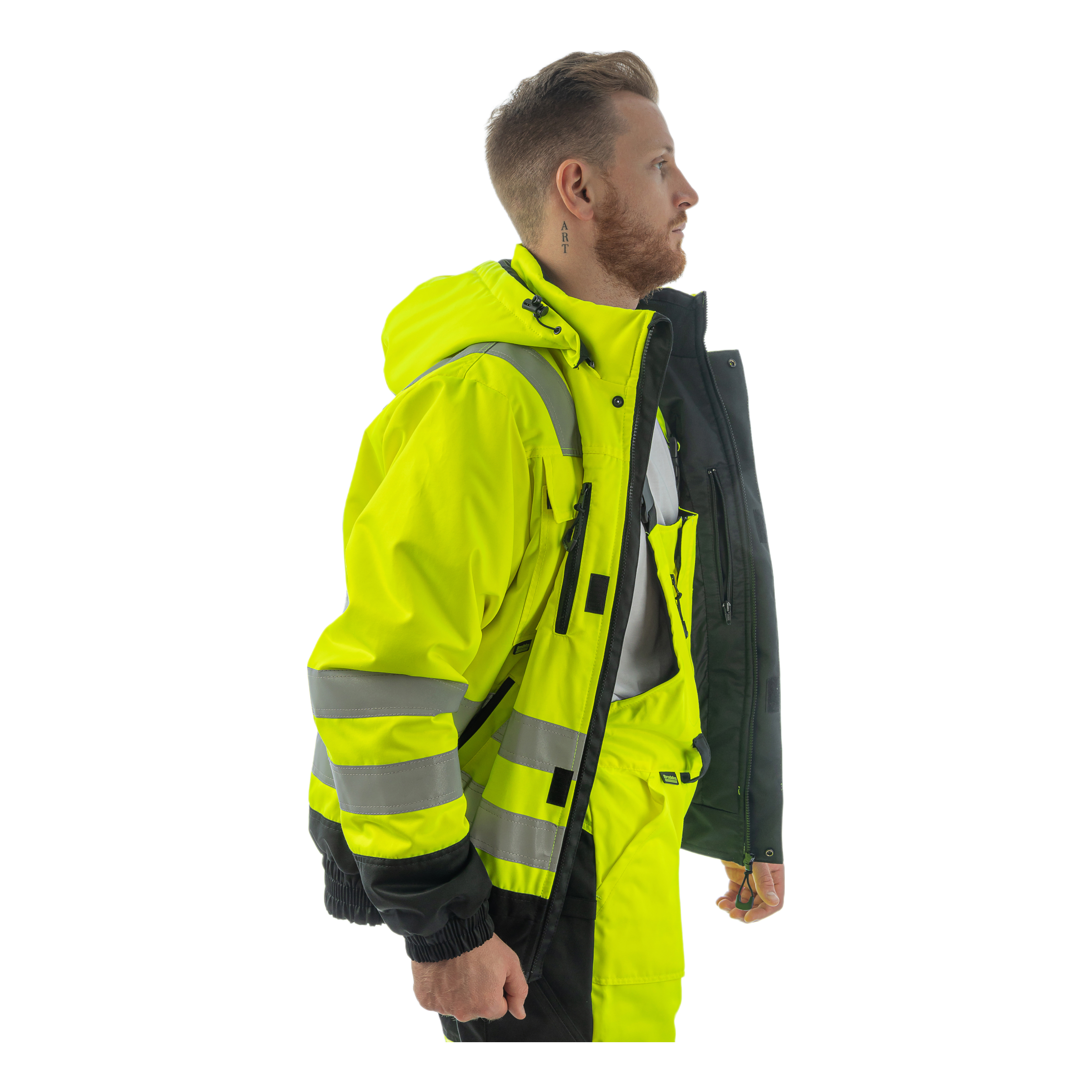 Зимняя сигнальная куртка-бомбер Brodeks KW222, желтый/черный