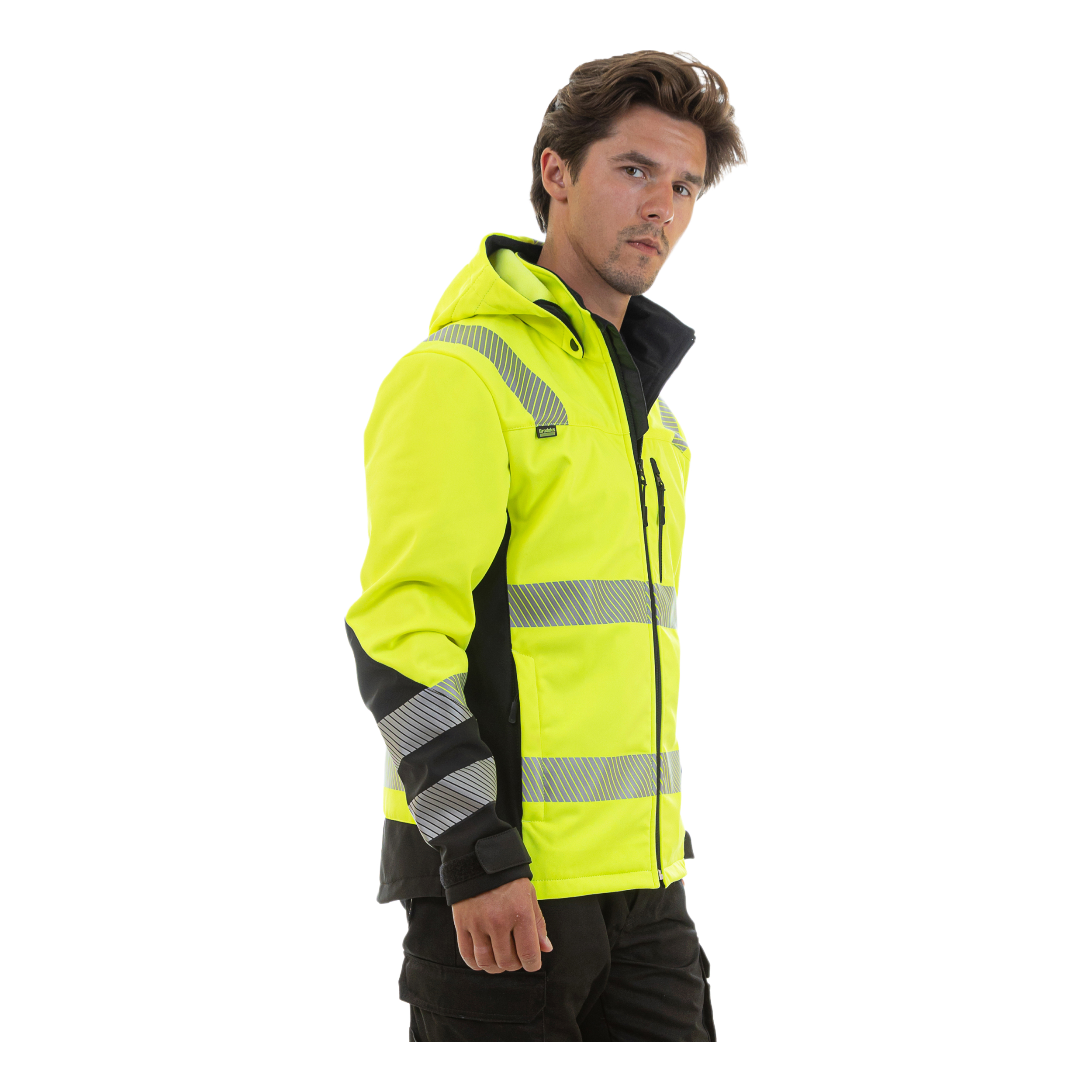 Сигнальная куртка софтшелл Brodeks KS227, желтый/черный