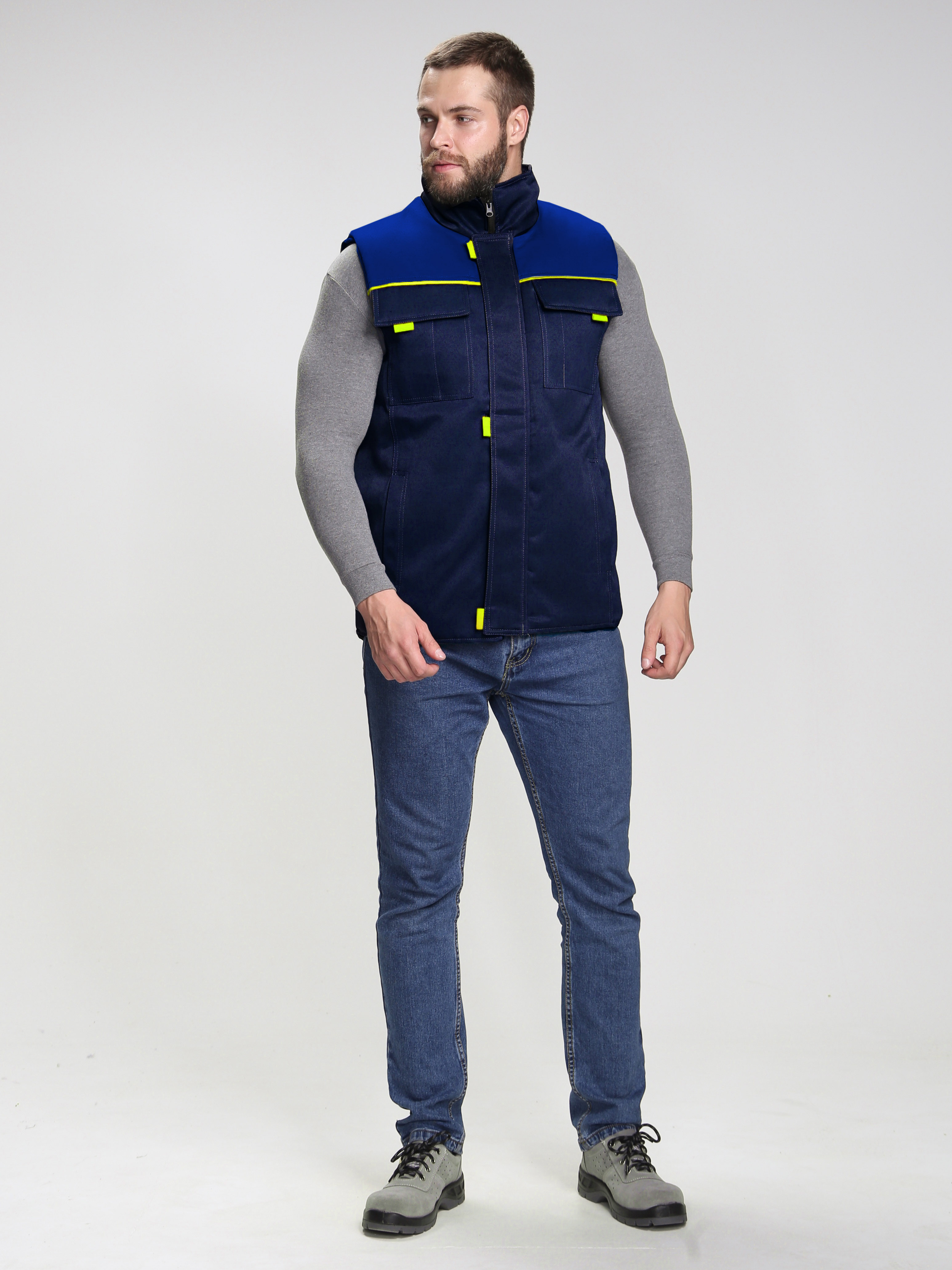 Жилет утепленный Флофт (тк.Смесовая,210), т.синий/васильковый