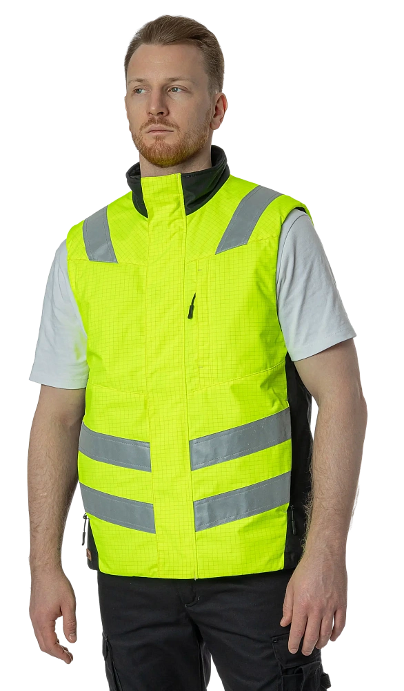 Мультизащитный жилет утепленный Brodeks MW18-05, желтый/серый