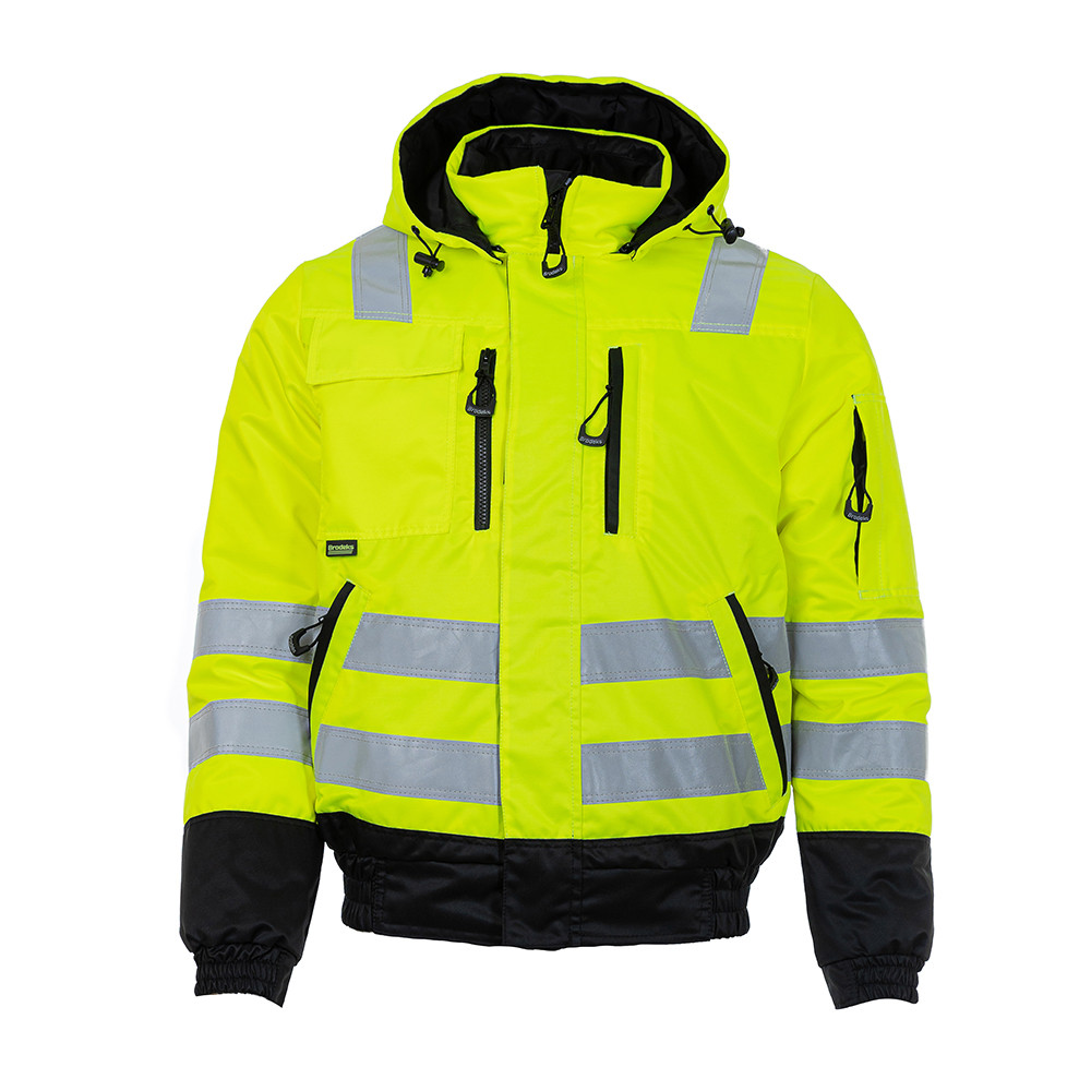 Зимняя сигнальная куртка-бомбер Brodeks KW222, желтый/черный