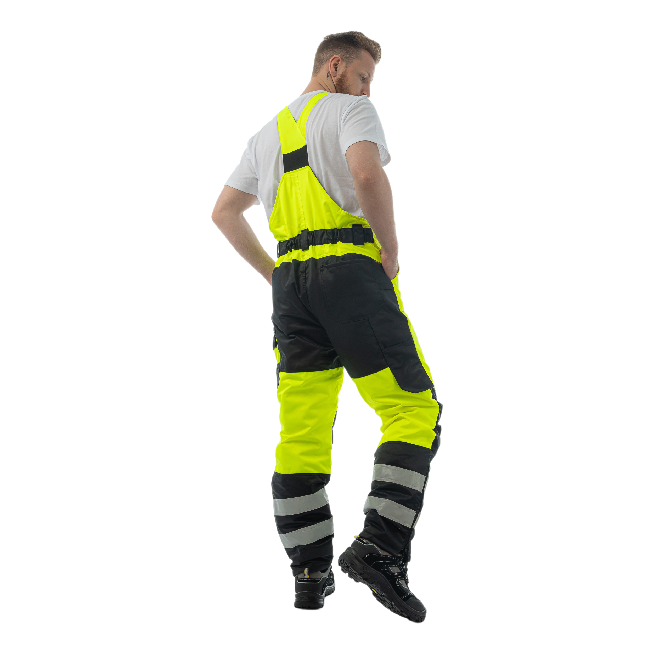 Зимний сигнальный полукомбинезон Brodeks KW406, желтый/черный