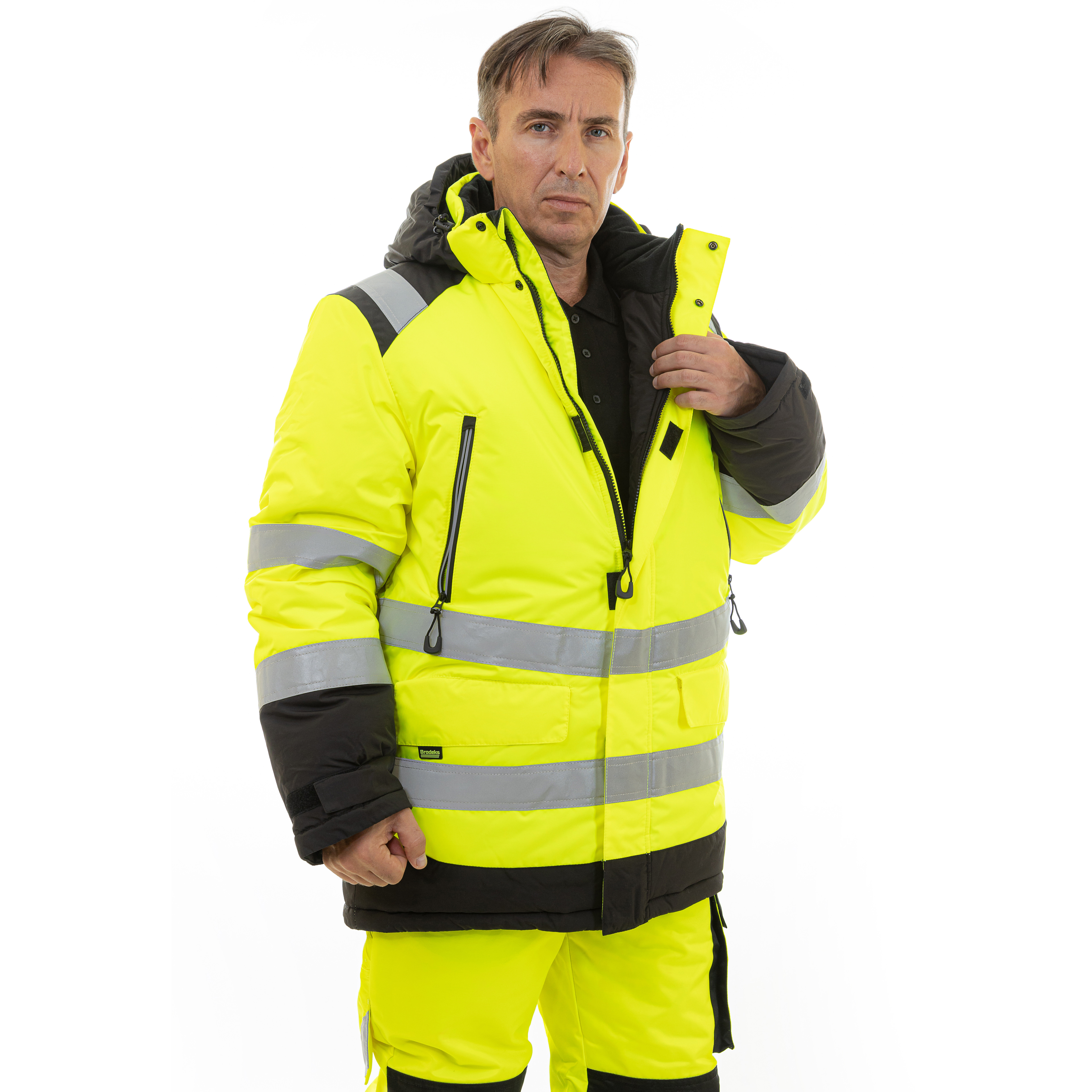 Зимняя сигнальная куртка-парка Brodeks KW217 , желтый/черный