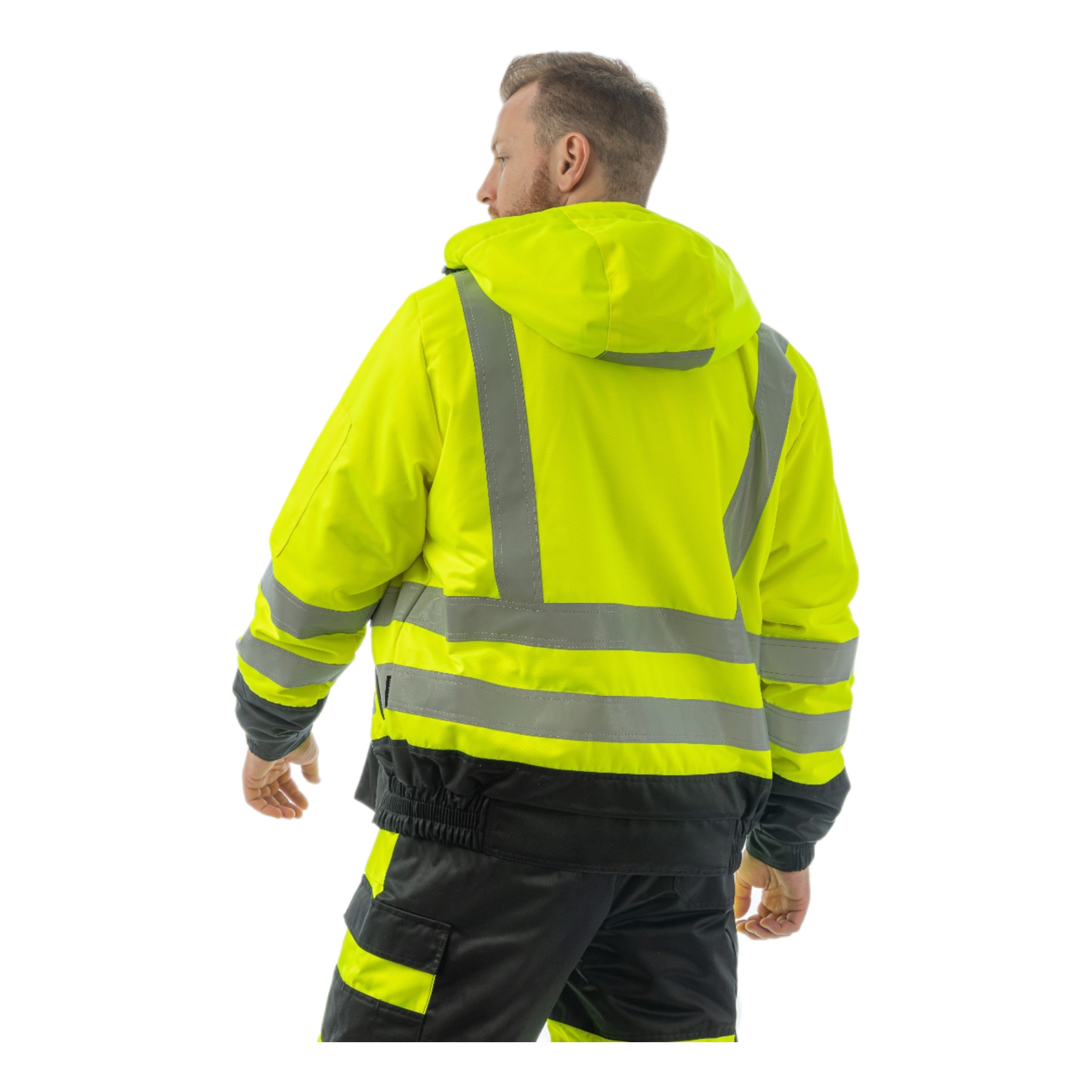 Зимняя сигнальная куртка-бомбер Brodeks KW222, желтый/черный