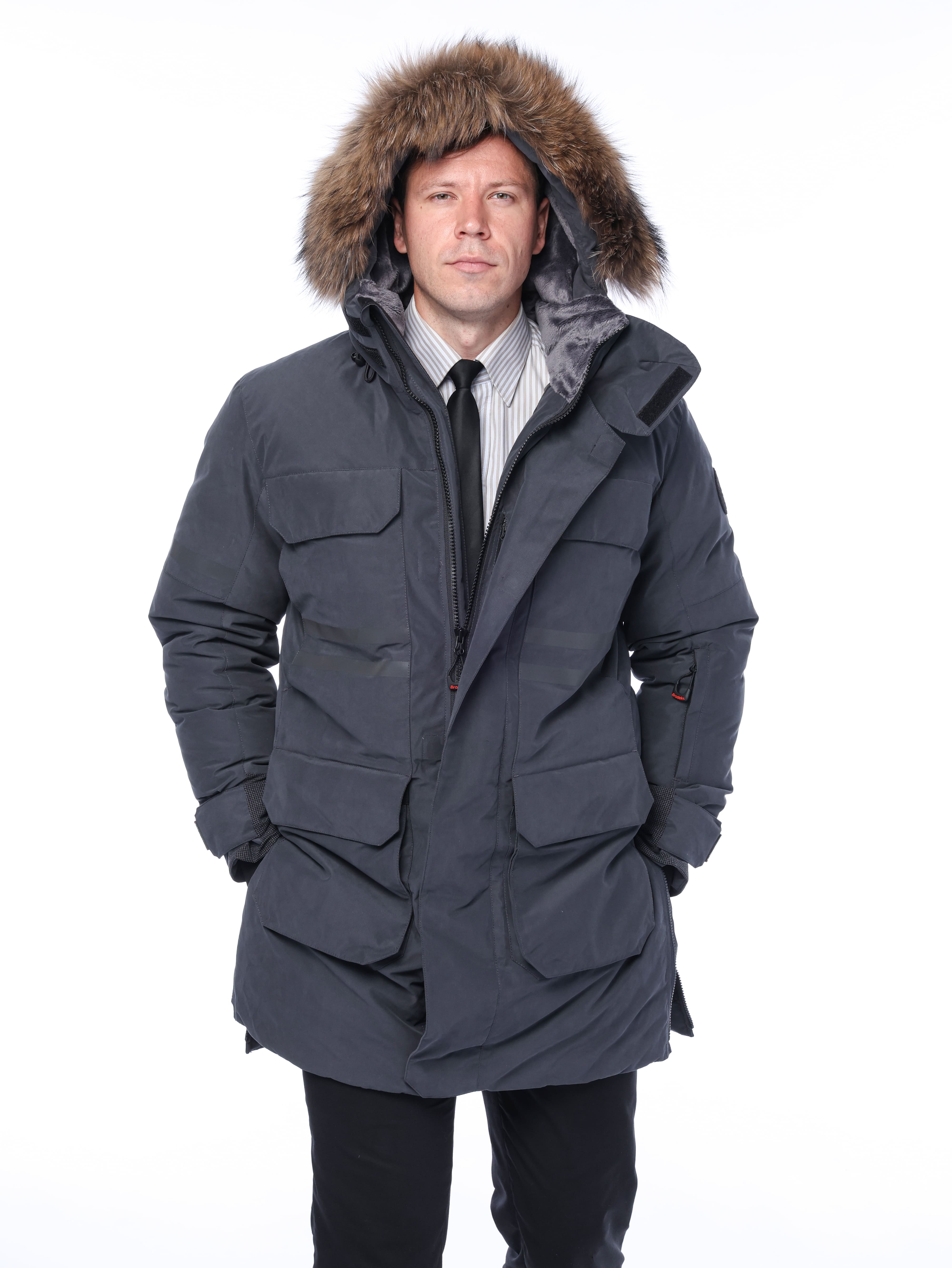 Зимняя пуховая VIP куртка-парка Brodeks KW233, т.серый