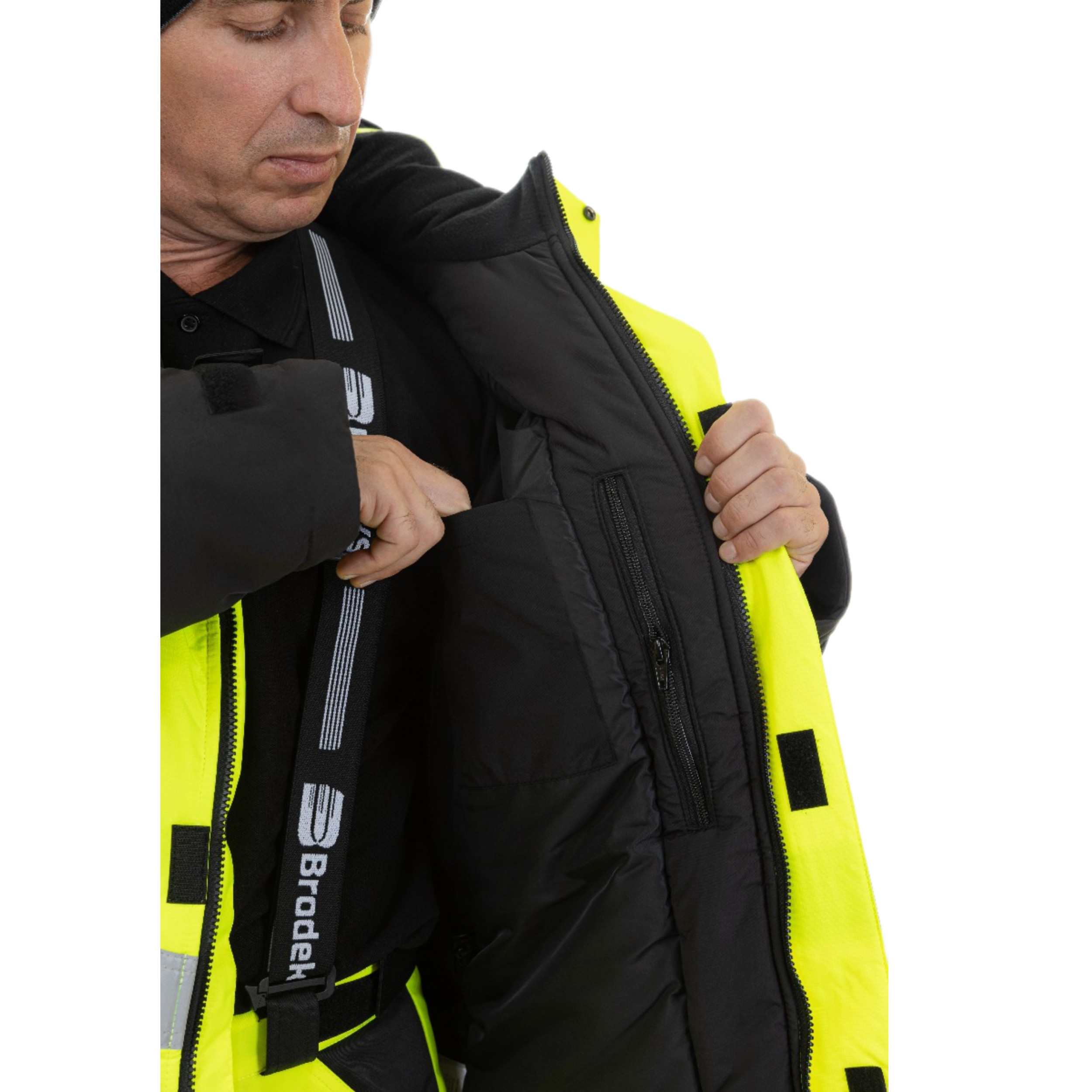 Зимняя сигнальная куртка-парка Brodeks KW217 , желтый/черный