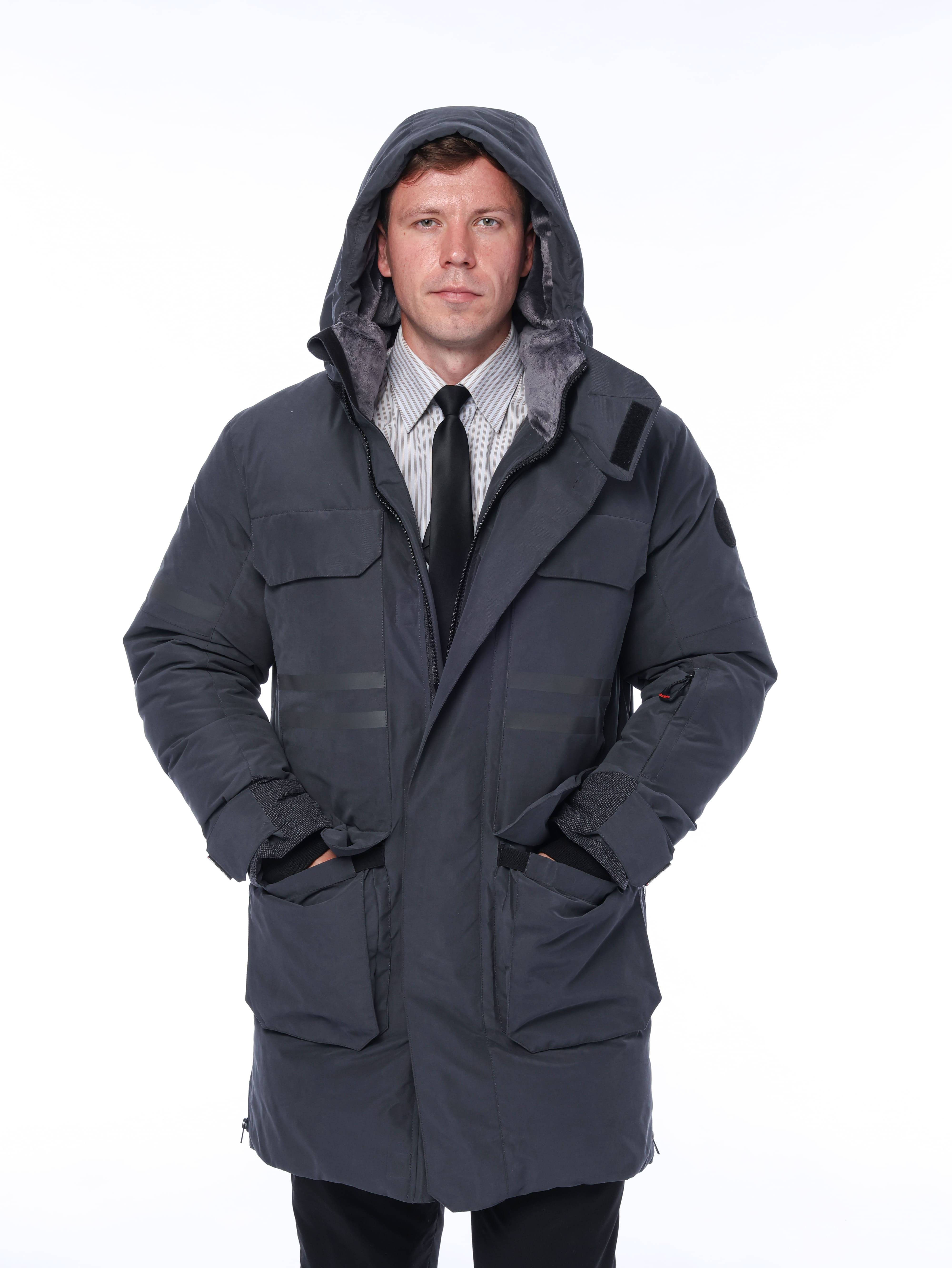 Зимняя пуховая VIP куртка-парка Brodeks KW233, т.серый