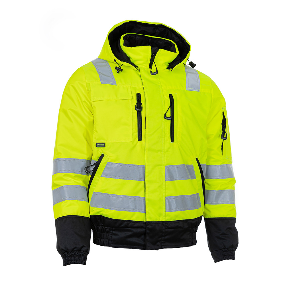 Зимняя сигнальная куртка-бомбер Brodeks KW222, желтый/черный