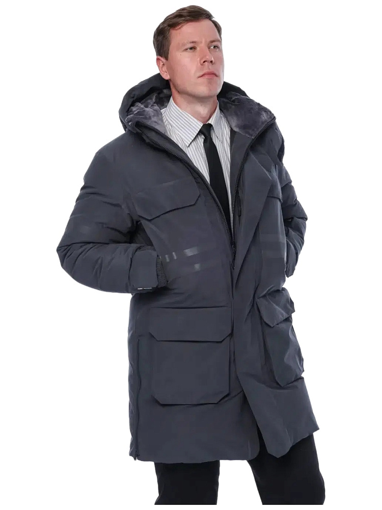 Зимняя пуховая VIP куртка-парка Brodeks KW233, т.серый