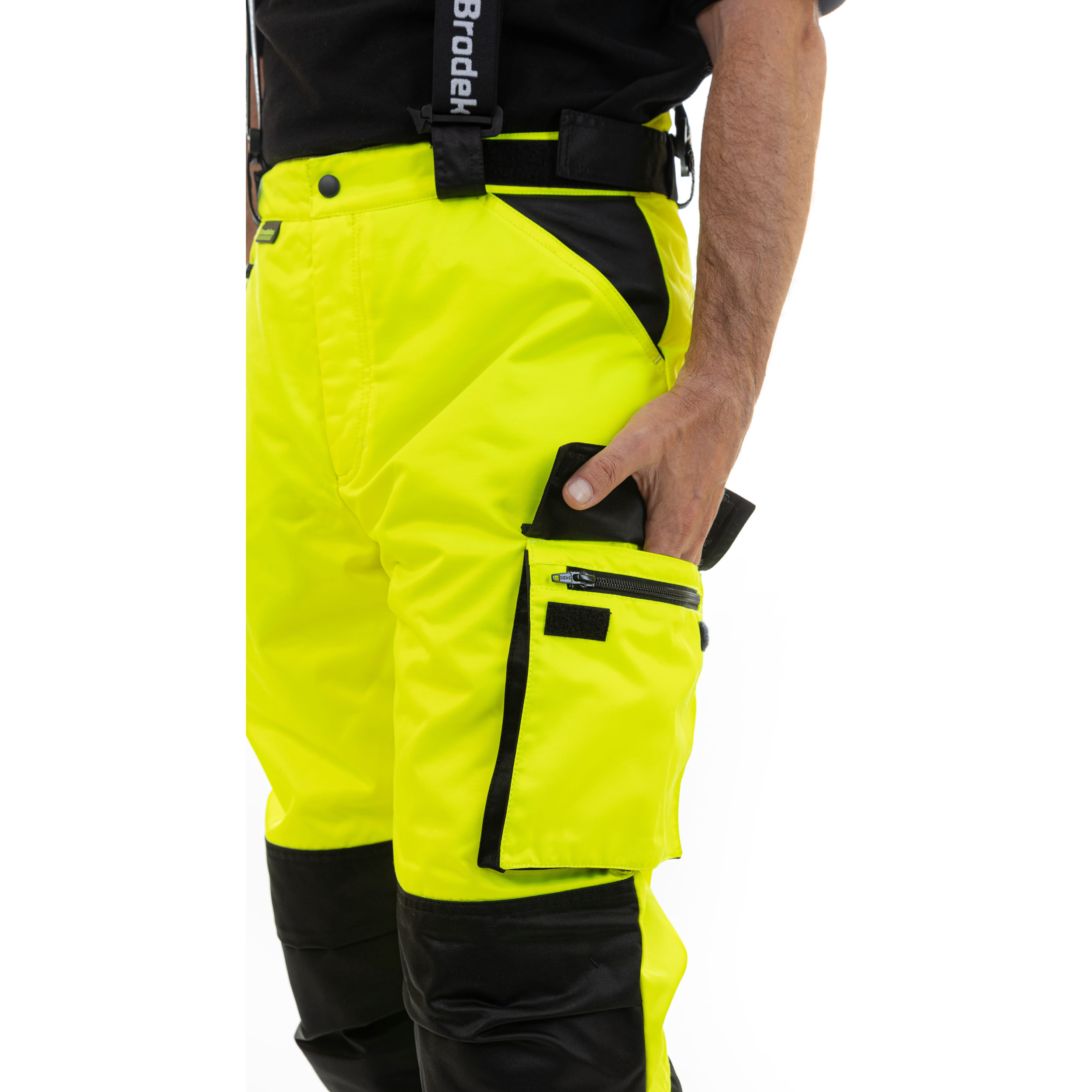 Зимние сигнальные брюки Brodeks KW308, желтый/черный