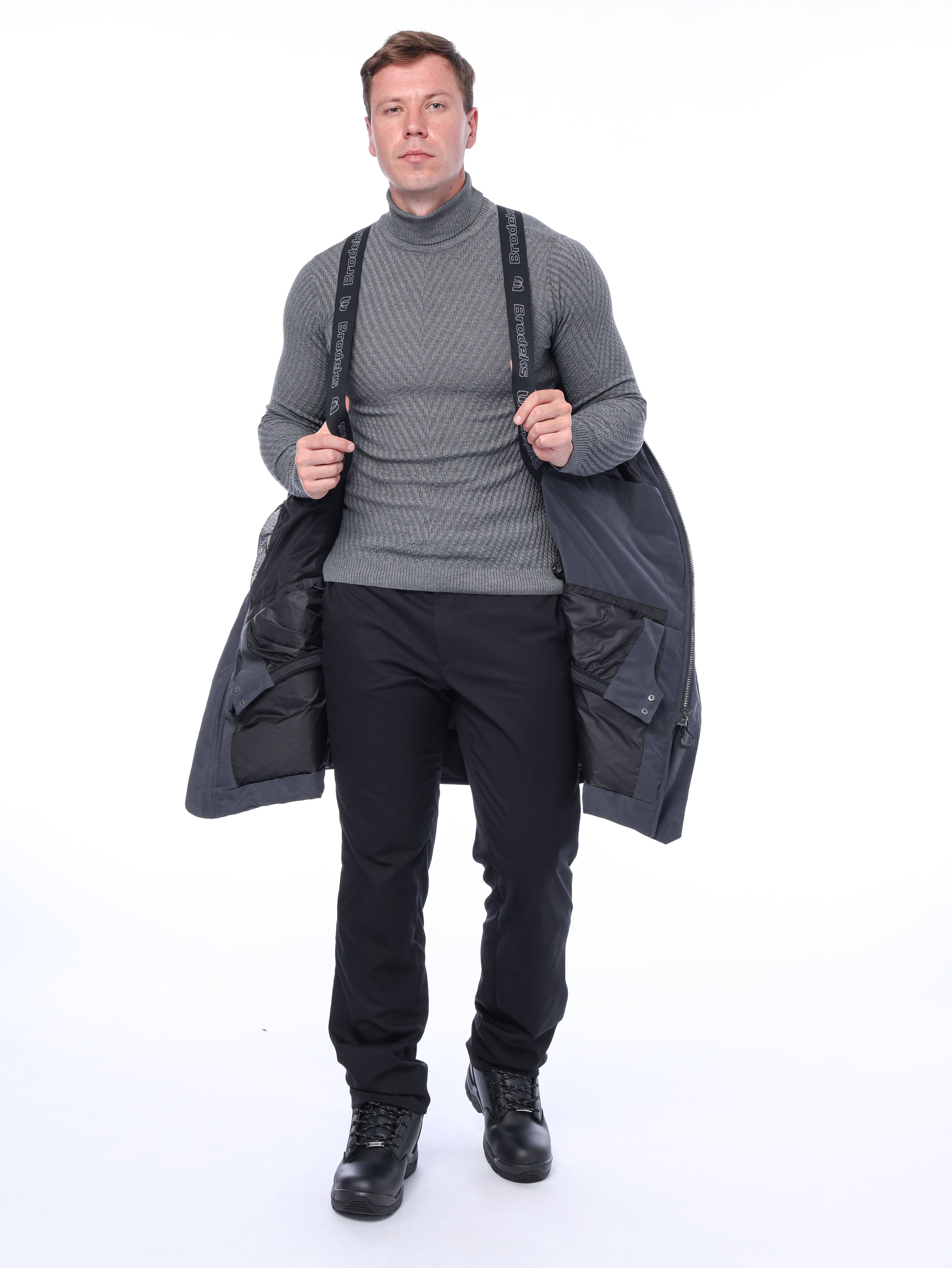 Зимняя пуховая VIP куртка-парка Brodeks KW233, т.серый