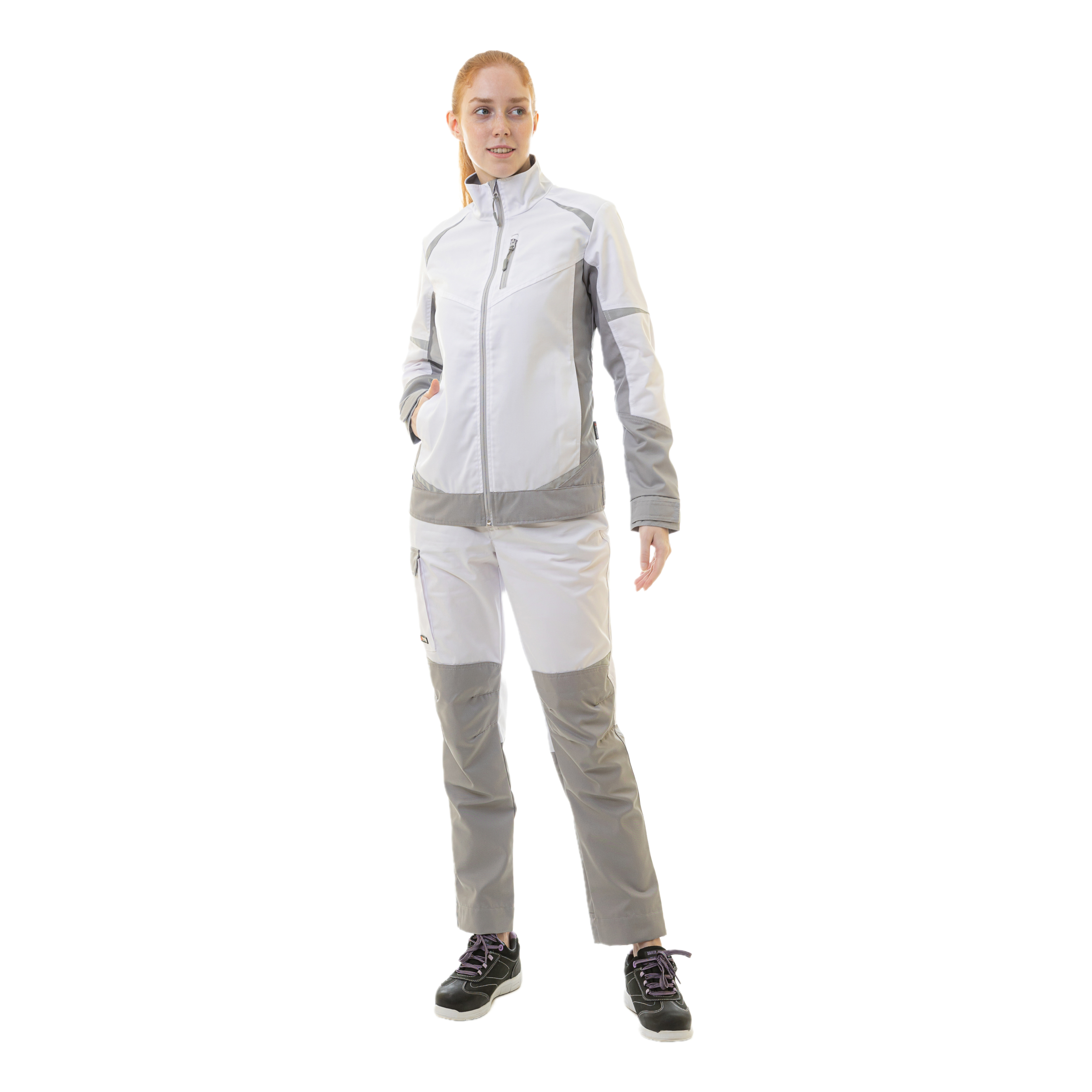 Женские рабочие брюки Brodeks KS328, белый/серый