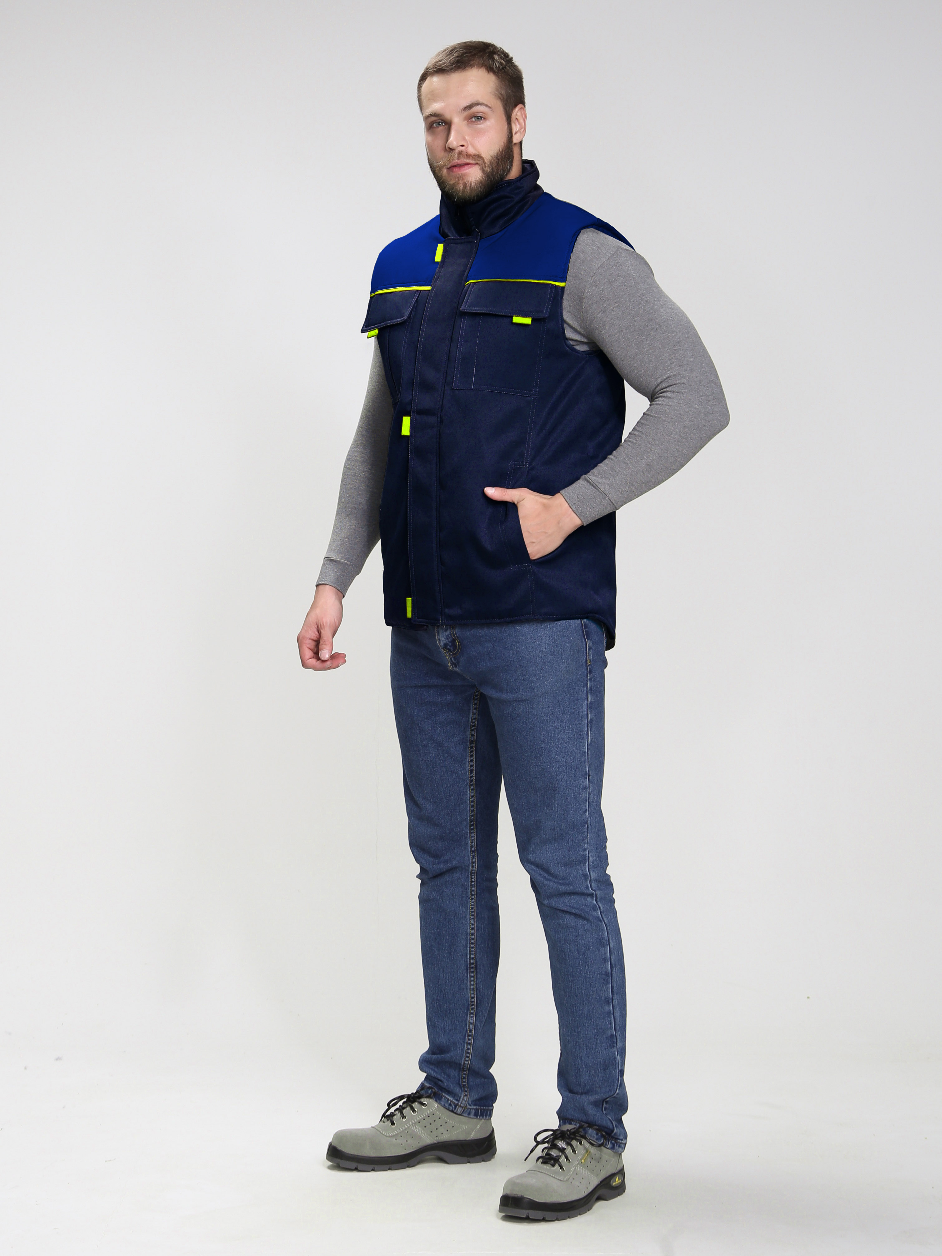 Жилет утепленный Флофт (тк.Смесовая,210), т.синий/васильковый