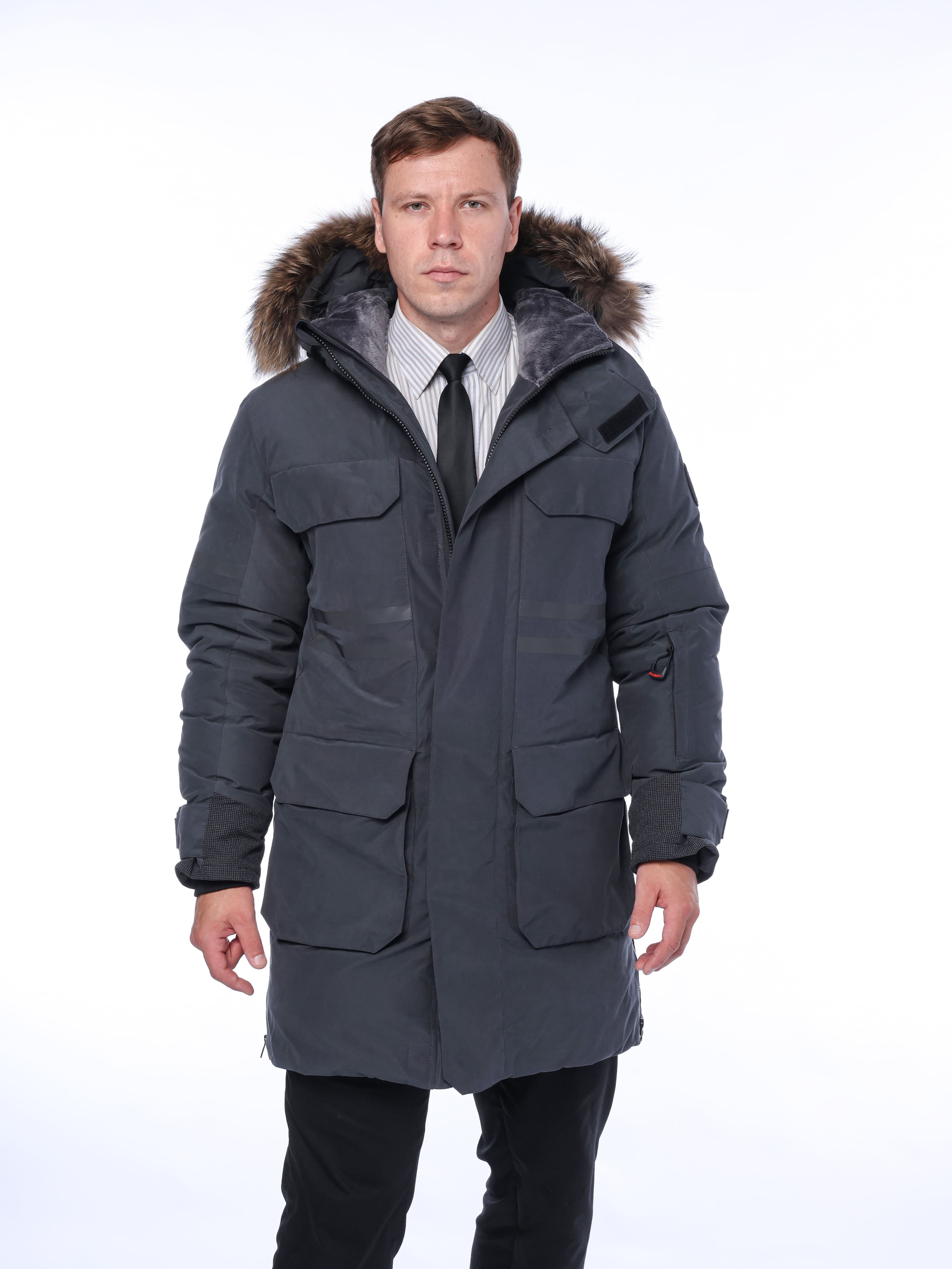 Зимняя пуховая VIP куртка-парка Brodeks KW233, т.серый