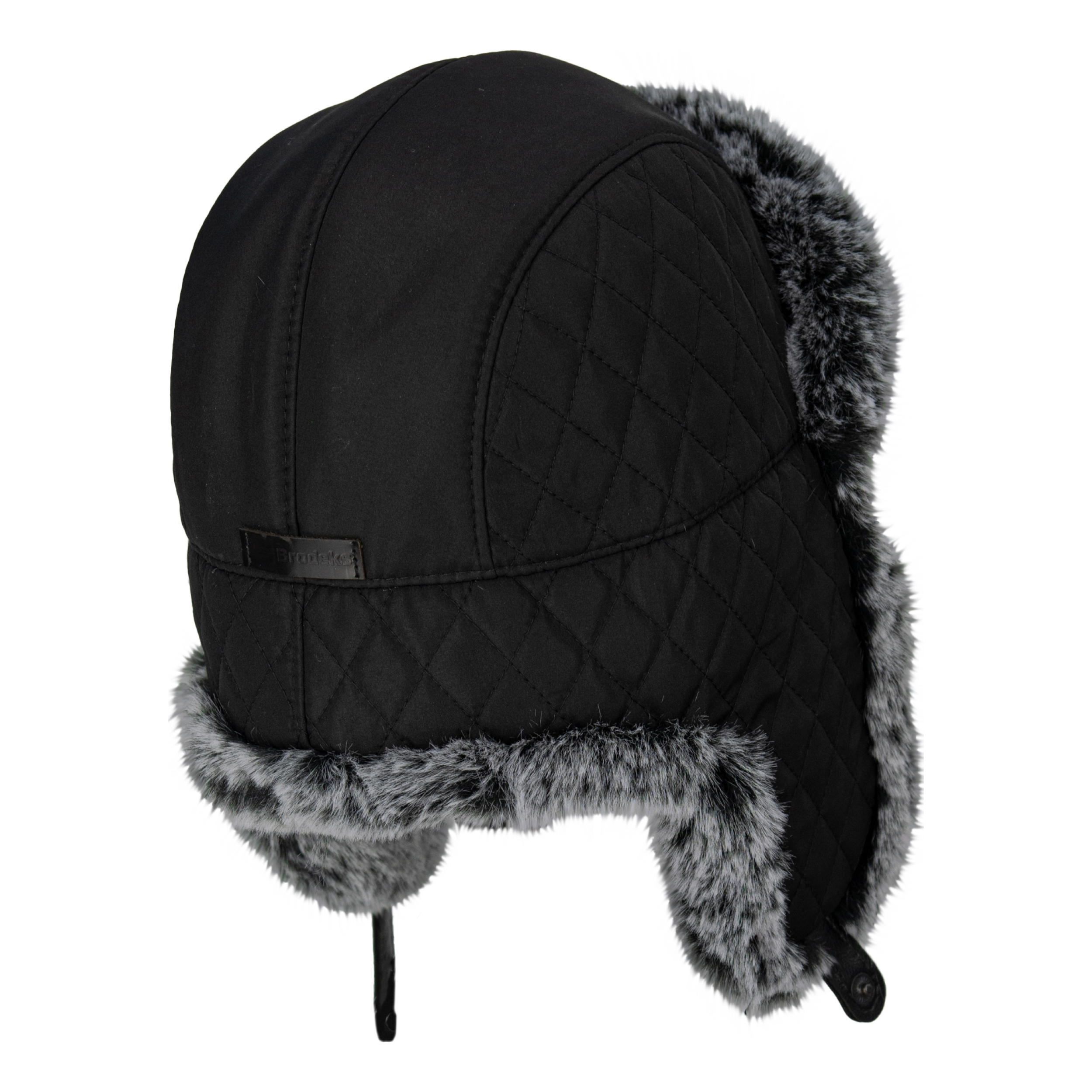 Шапка-ушанка Brodeks KM109 черный/серый мех