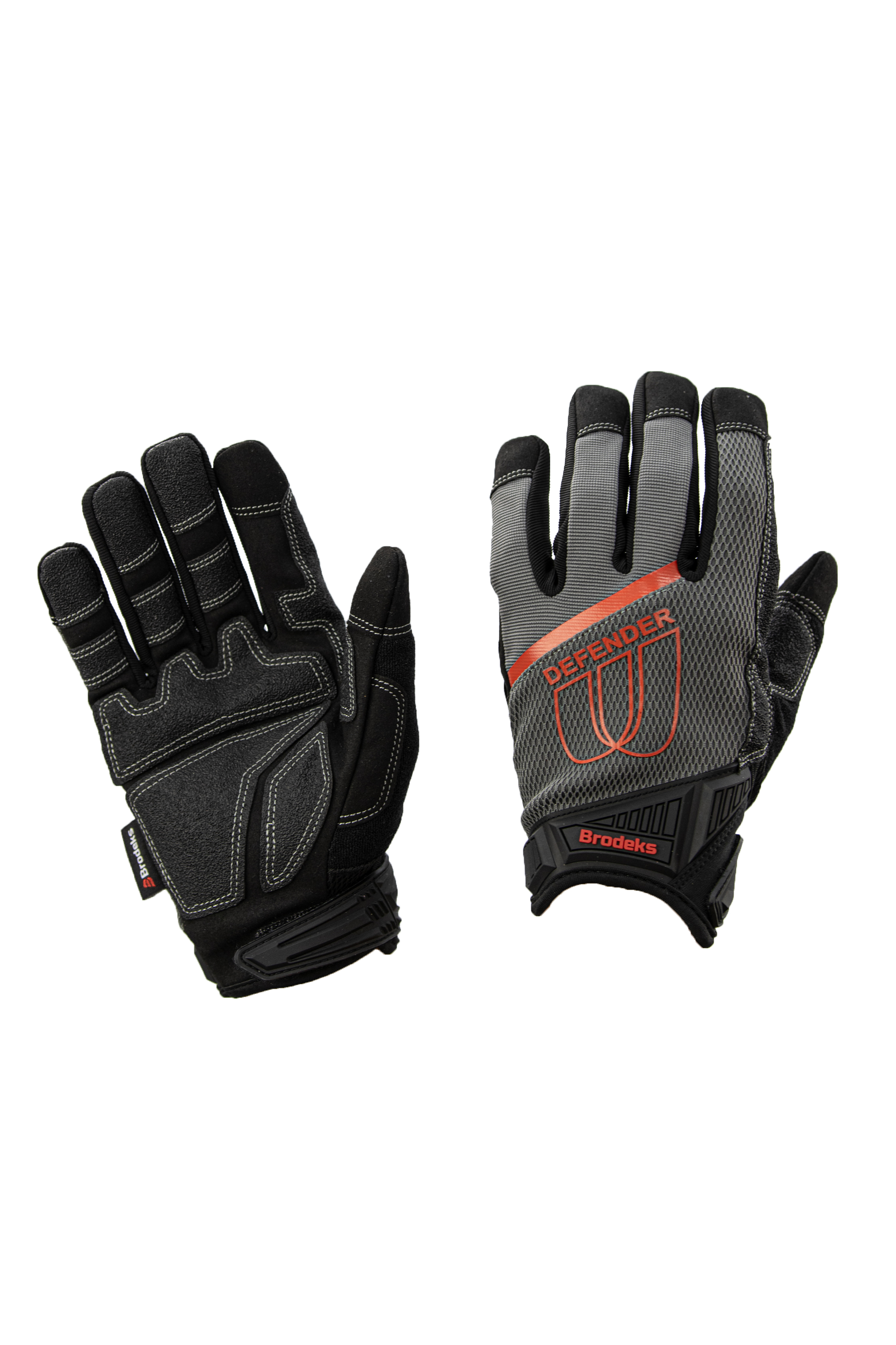 Перчатки рабочие Brodeks G-62, серый/черный/красный